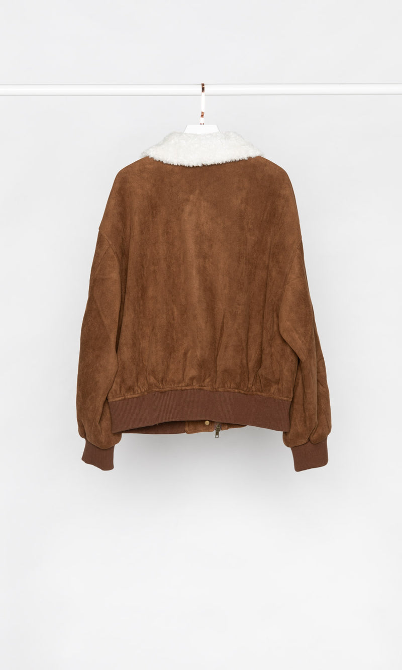 Sherpa Collar Suede Jacket