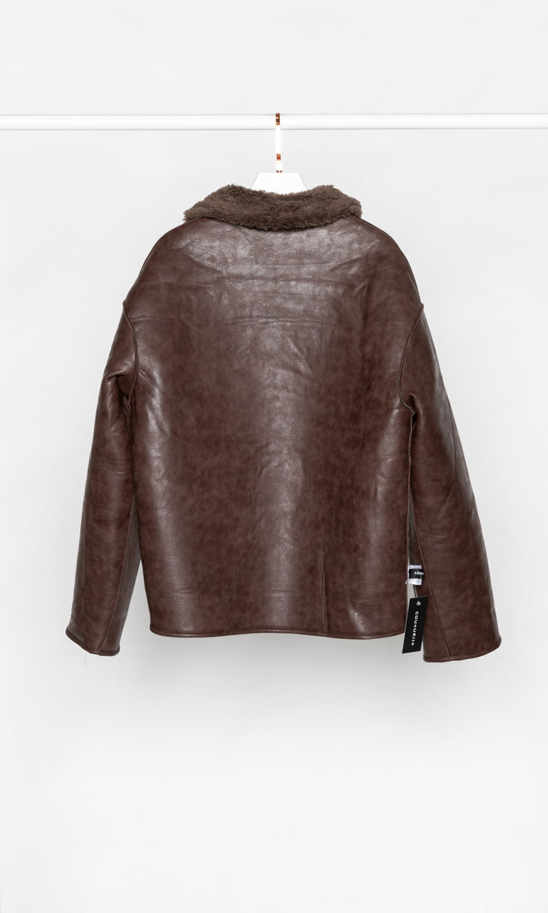 Reversible Sherpa and Faux Leather Jacket