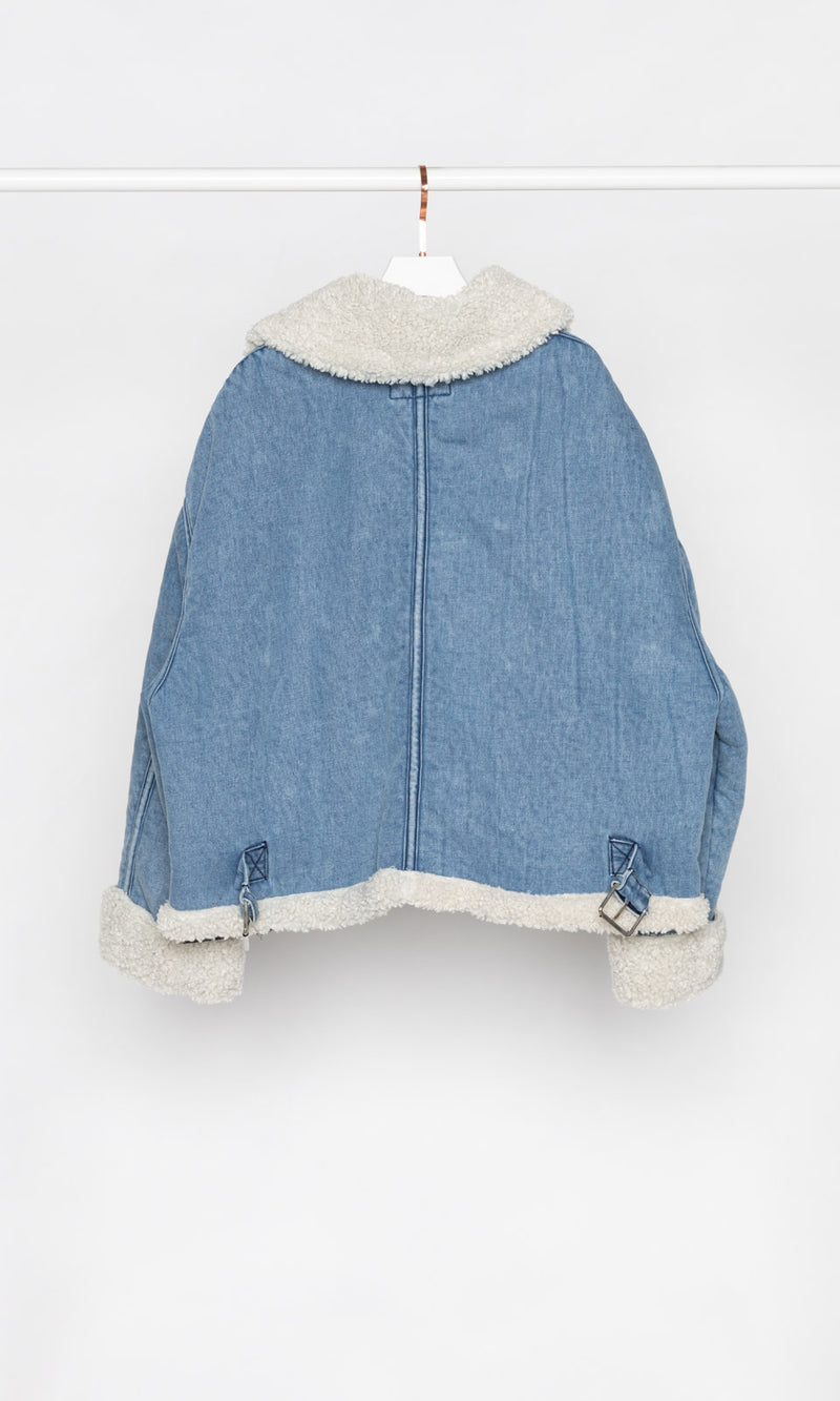 Zip-up Sherpa Denim Jacket