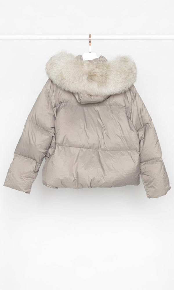 Oversized Fur Trim Hood Down Jacket