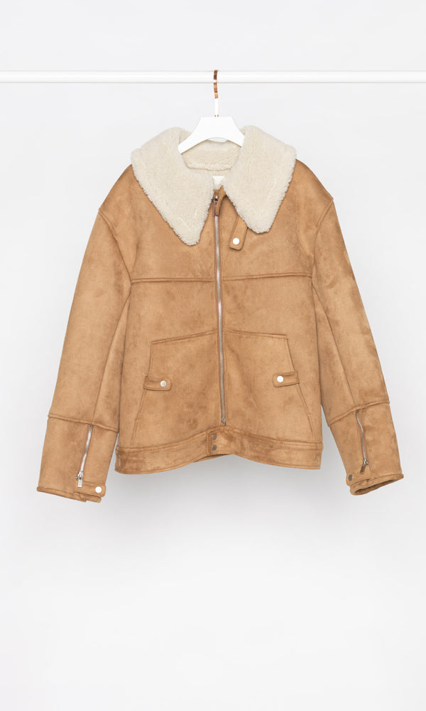 Sherpa Lining with Suede Moto Jacket