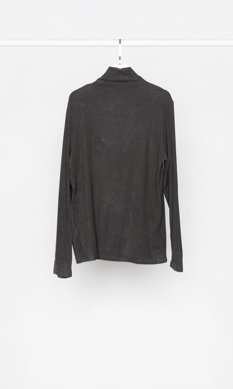 High Neck Ribbed Top with Fleece Lining