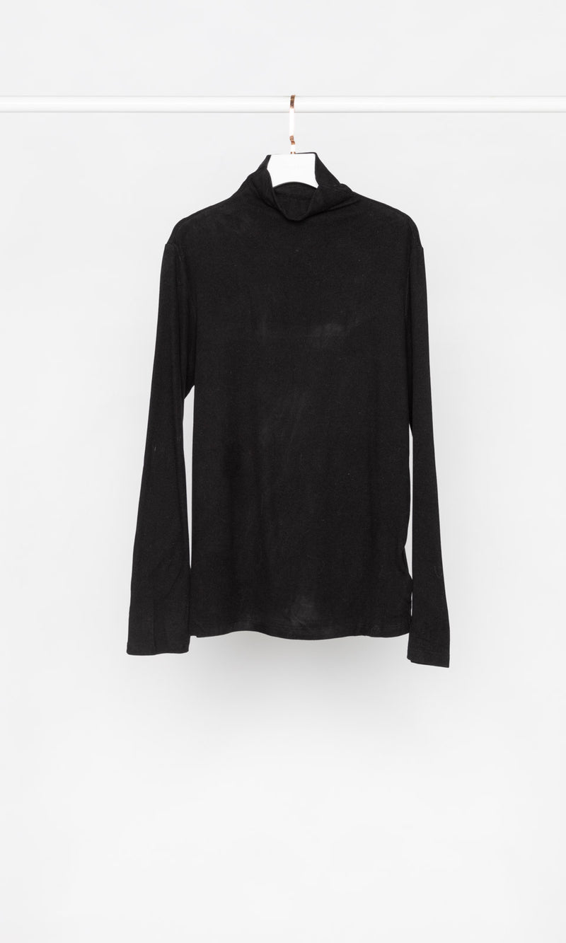 High Neck Ribbed Top with Fleece Lining