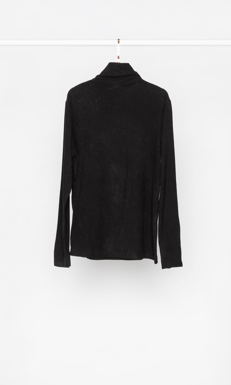 High Neck Ribbed Top with Fleece Lining