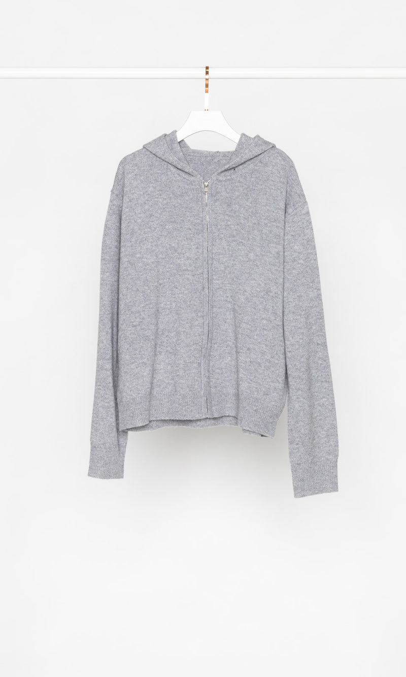 Zip-up Knit Hoodie