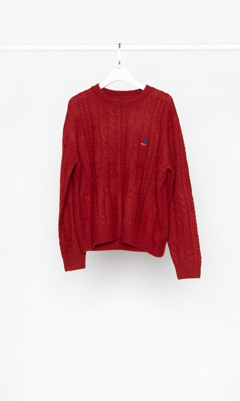 Heart Logo Cable Knit Sweater