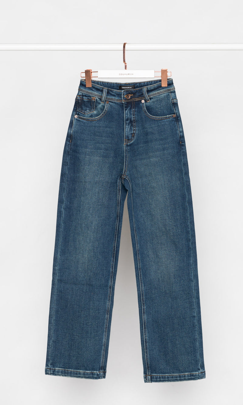 Fleece Lining Straight Leg Jeans