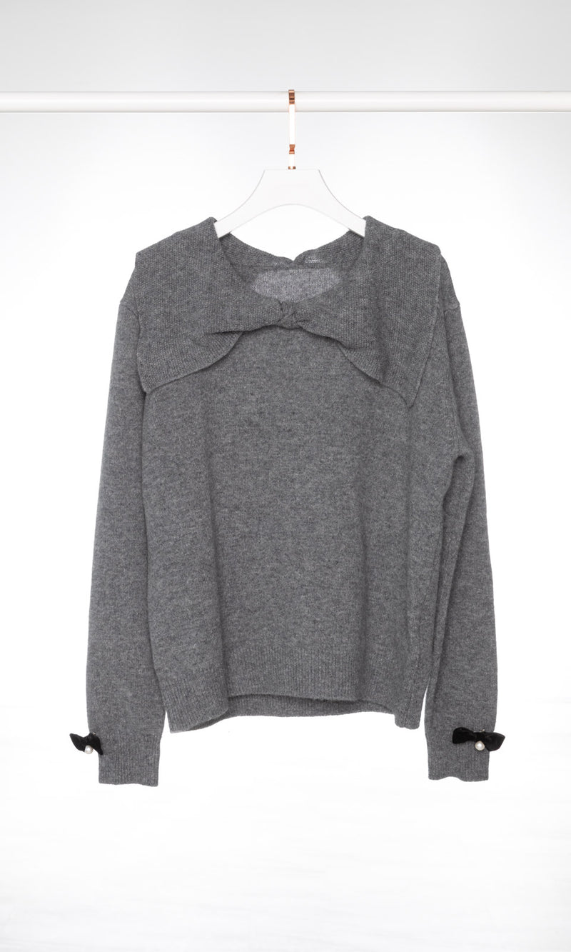 Front Big Bow Collar Sweater