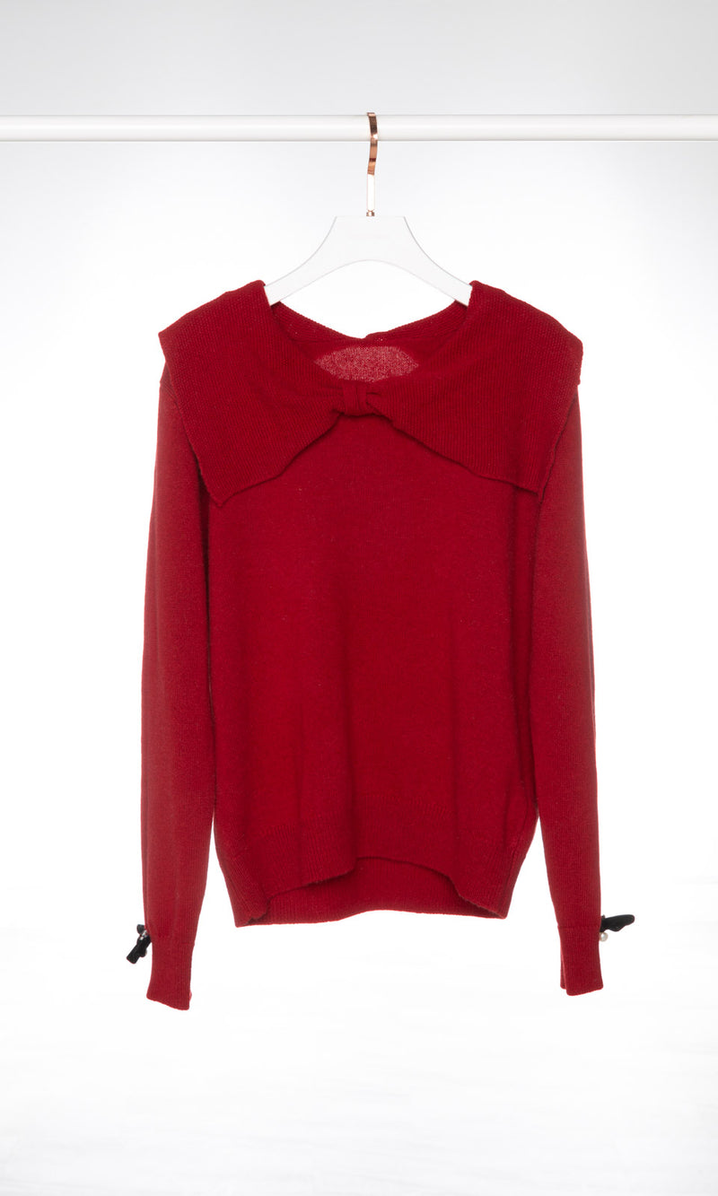 Front Big Bow Collar Sweater