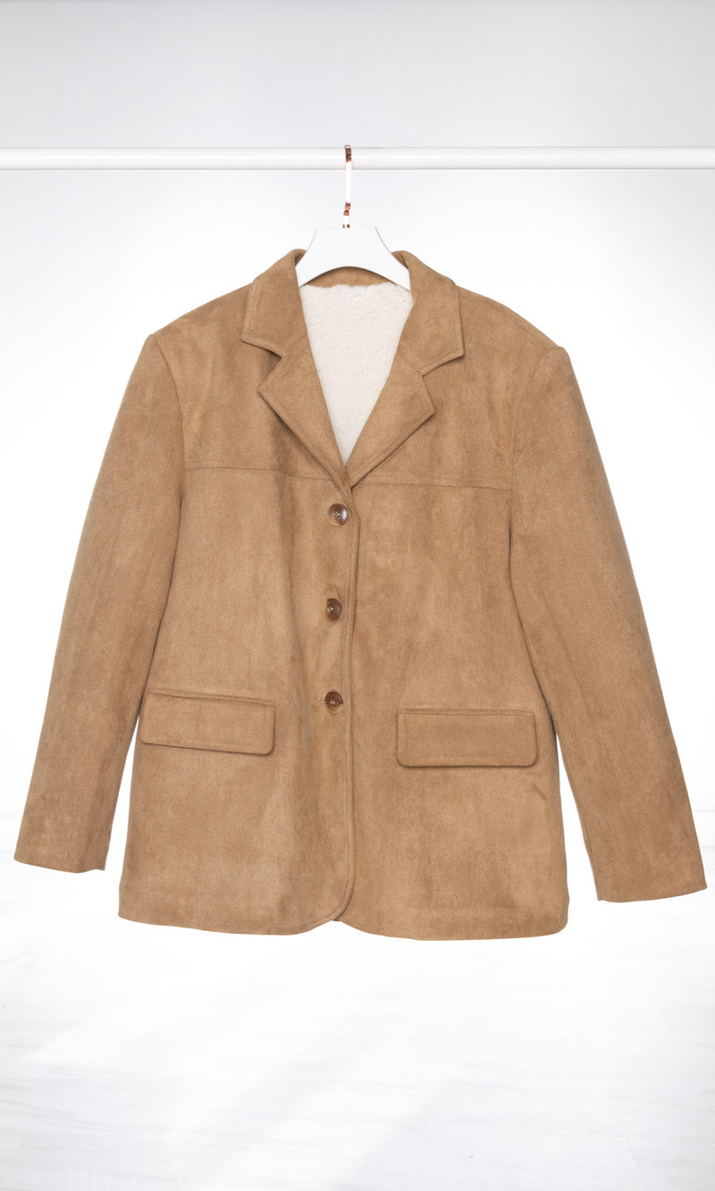 Oversized Suede Blazer with Fleece Lining