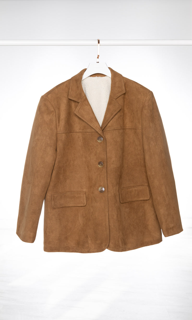 Oversized Suede Blazer with Fleece Lining