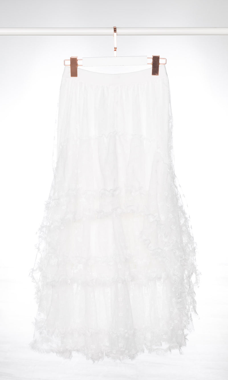 Flare Lace with Ruffle Maxi Skirt