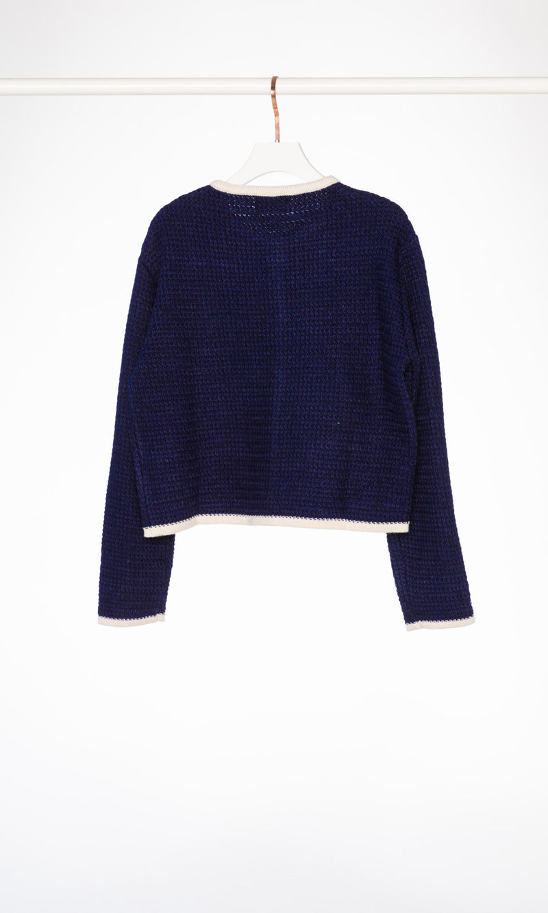 Contrasting Edges Waffle Cardigan