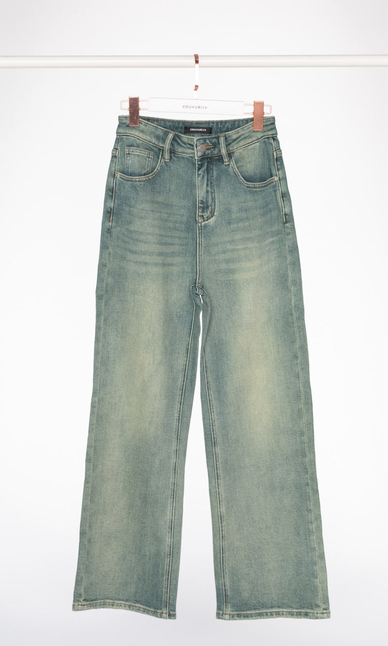 Washed Blue Relax Straight Leg Jeans