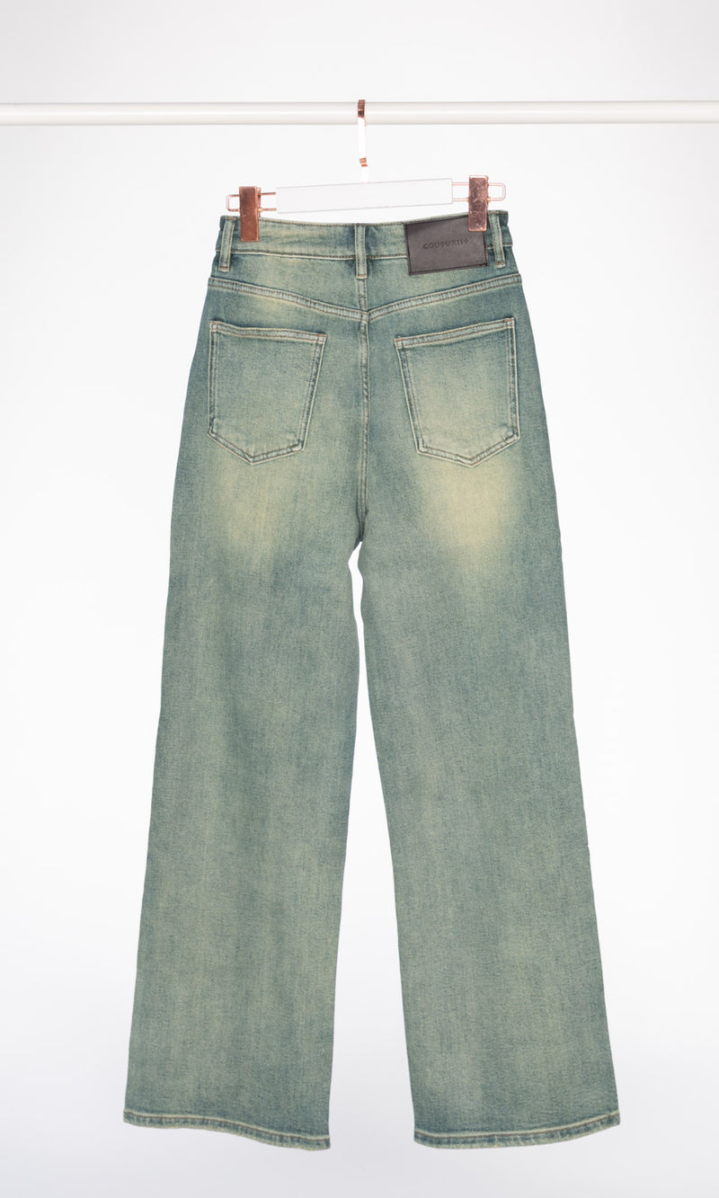 Washed Blue Relax Straight Leg Jeans