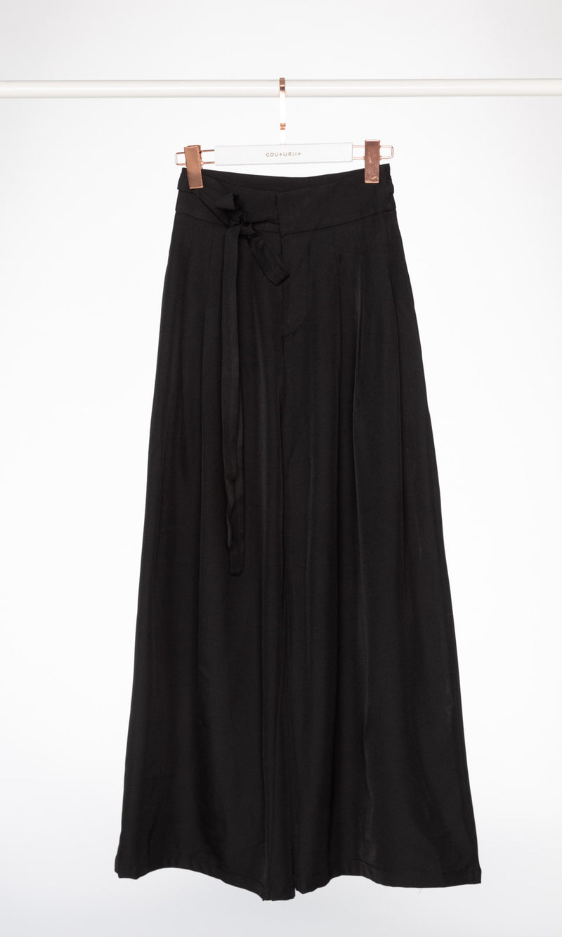 Wrap Around Belt Wide Leg Pants