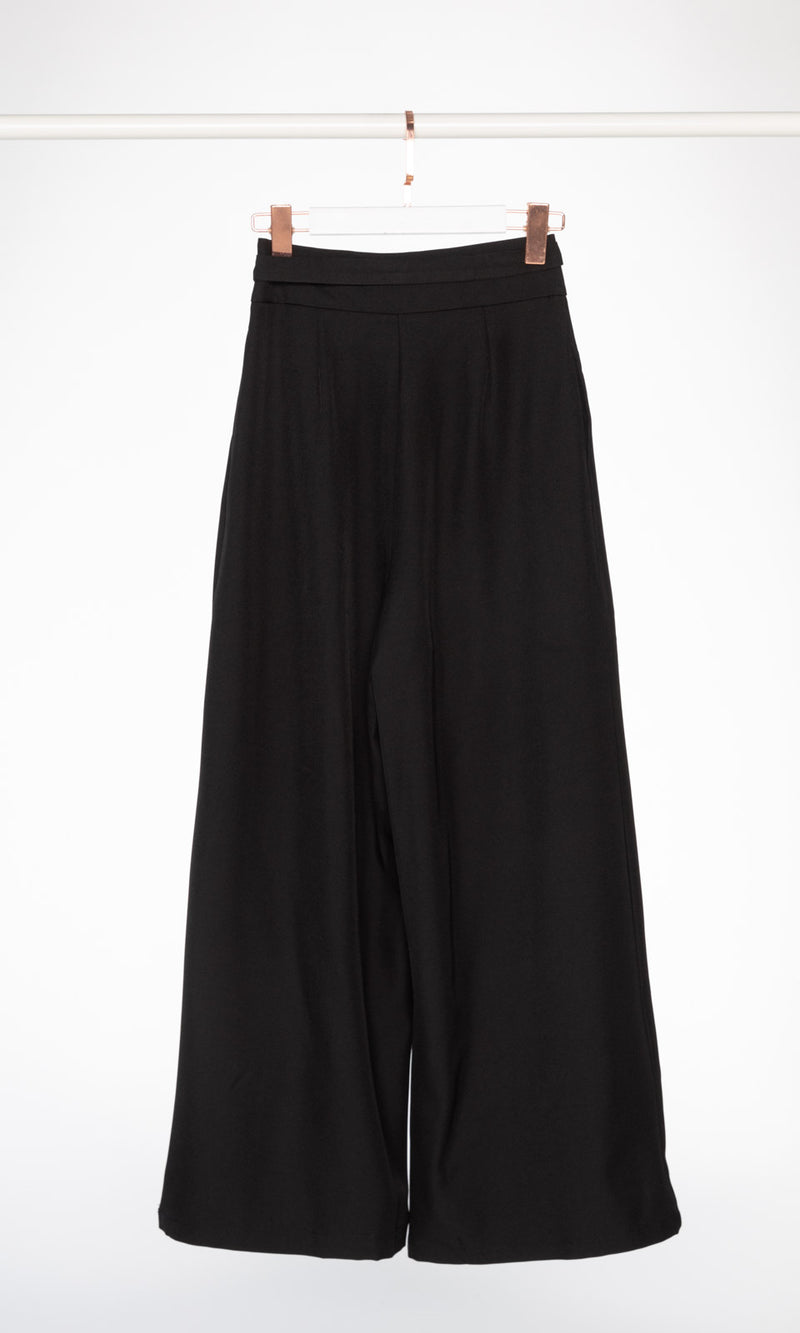 Wrap Around Belt Wide Leg Pants