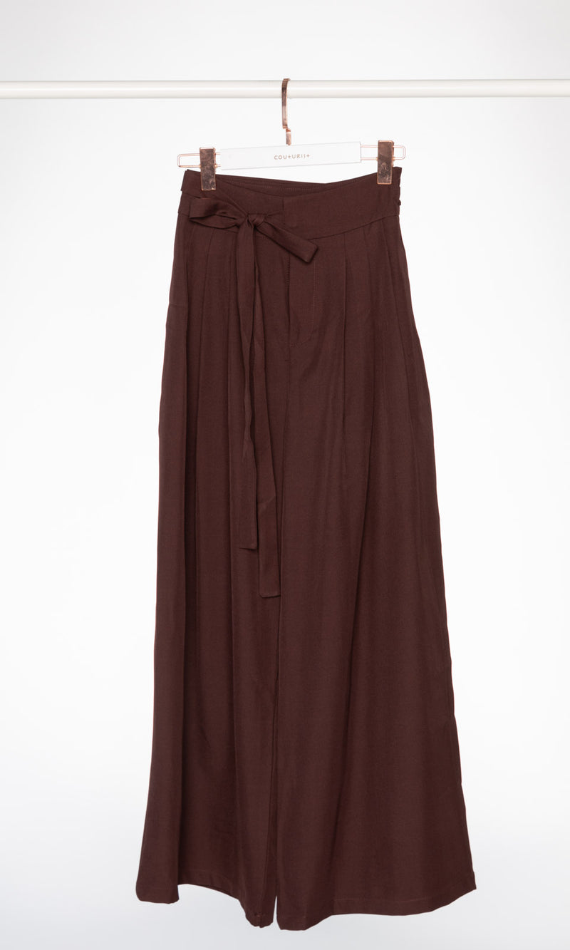 Wrap Around Belt Wide Leg Pants