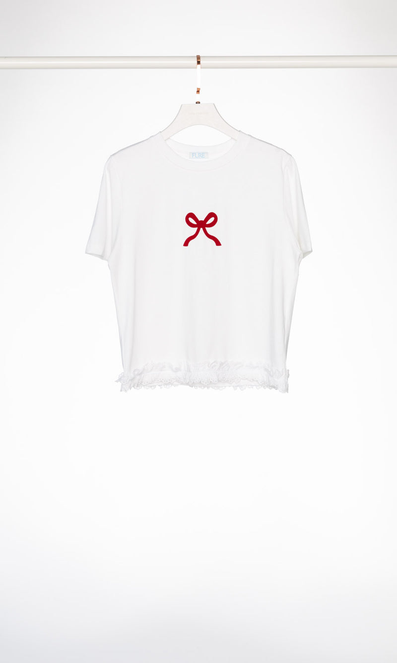 Bow Logo Ruffle Edge T-shirt