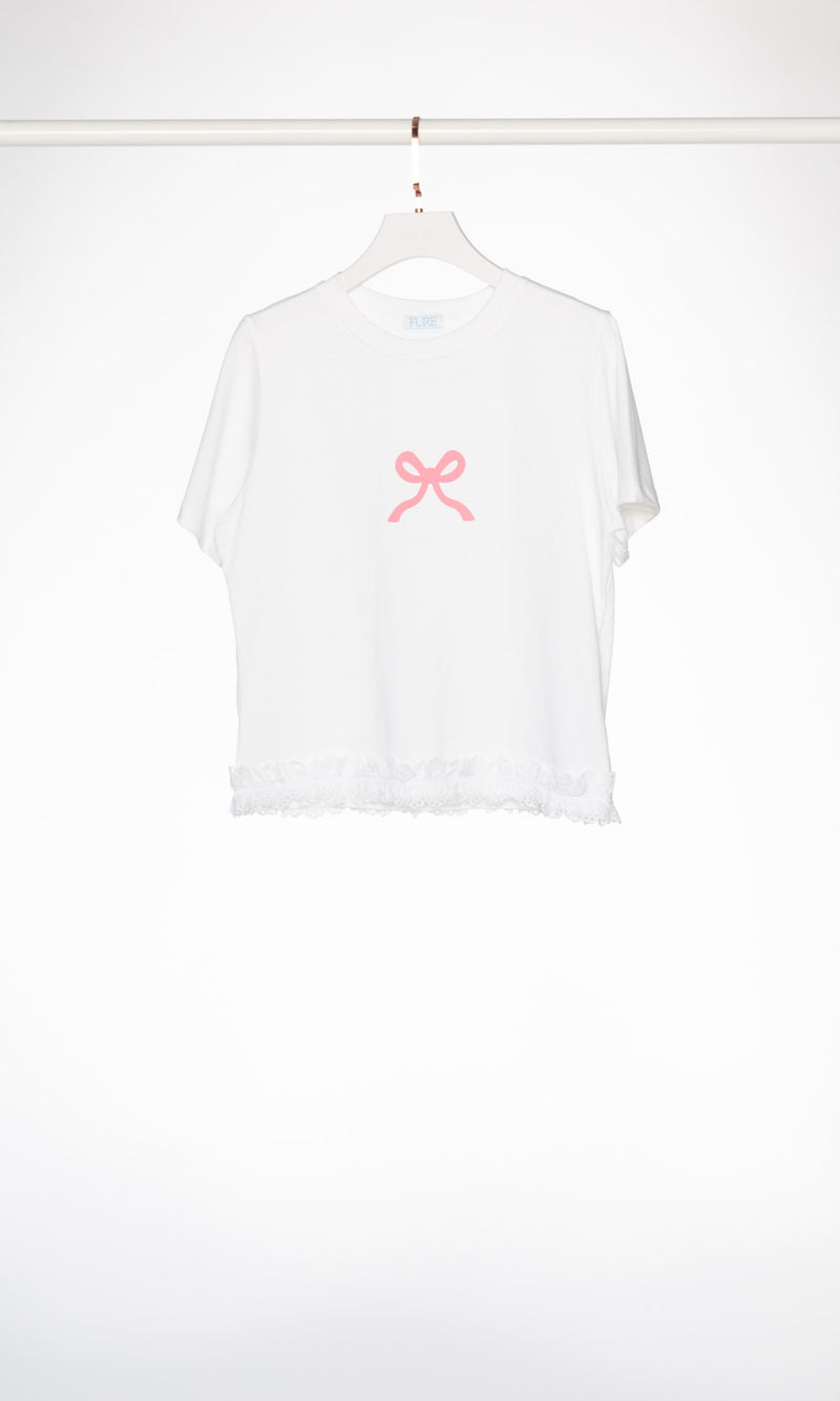 Bow Logo Ruffle Edge T-shirt