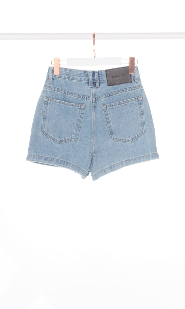 Asymmetrical Wrap Around Denim Shorts