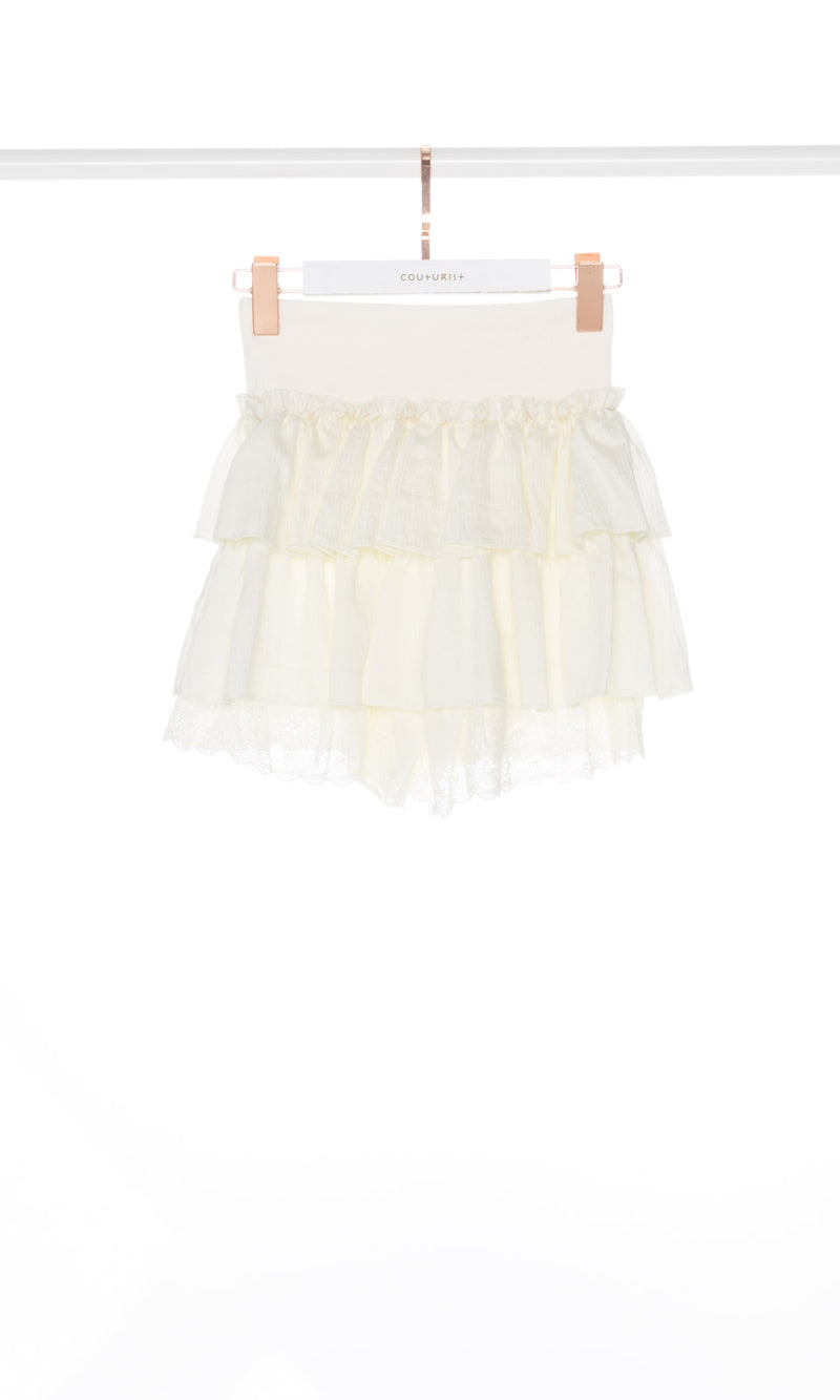 Wide Waistband Layered Mini Skirt