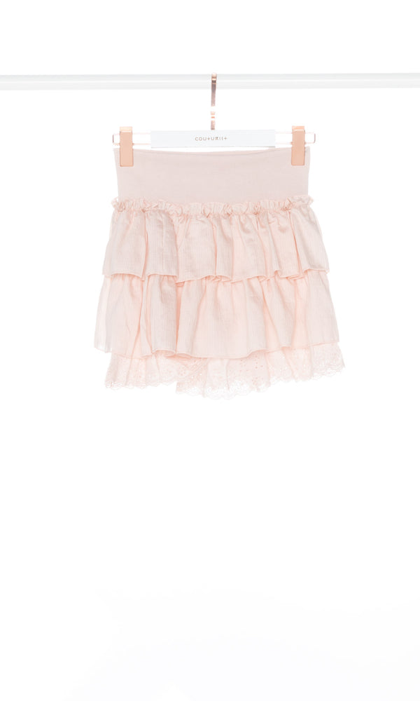 Wide Waistband Layered Mini Skirt