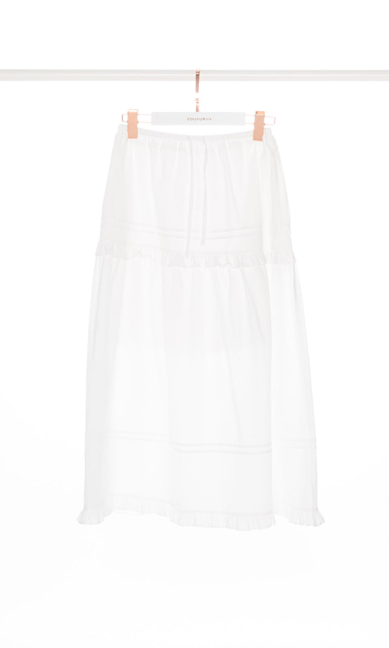 Ruffle Edge with Drawstring Maxi Skirt