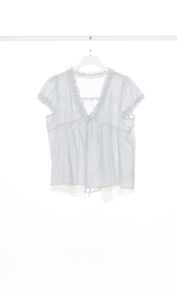 Stripe Front Tie Flare Top