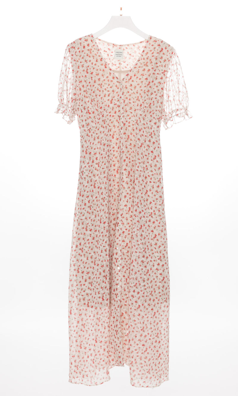 V-neck Button Up Floral Maxi Dress