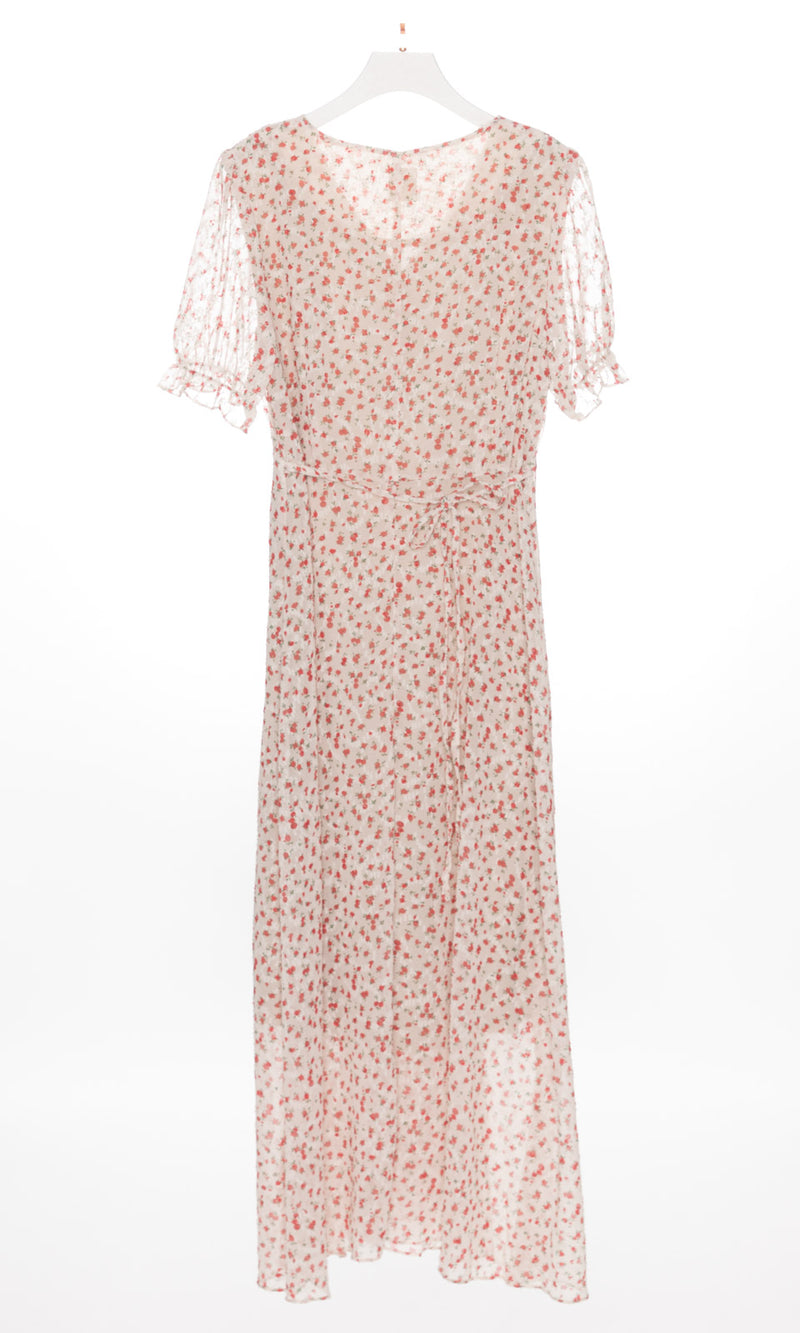 V-neck Button Up Floral Maxi Dress