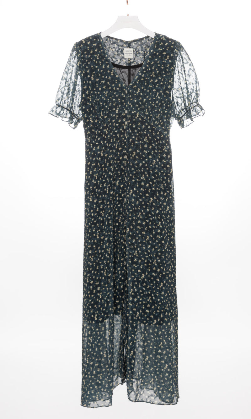 V-neck Button Up Floral Maxi Dress