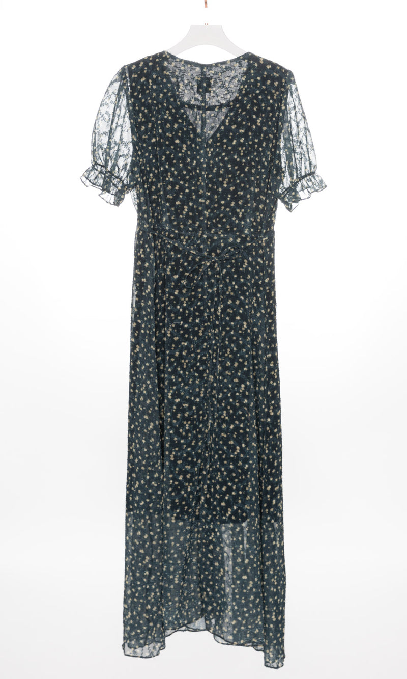 V-neck Button Up Floral Maxi Dress