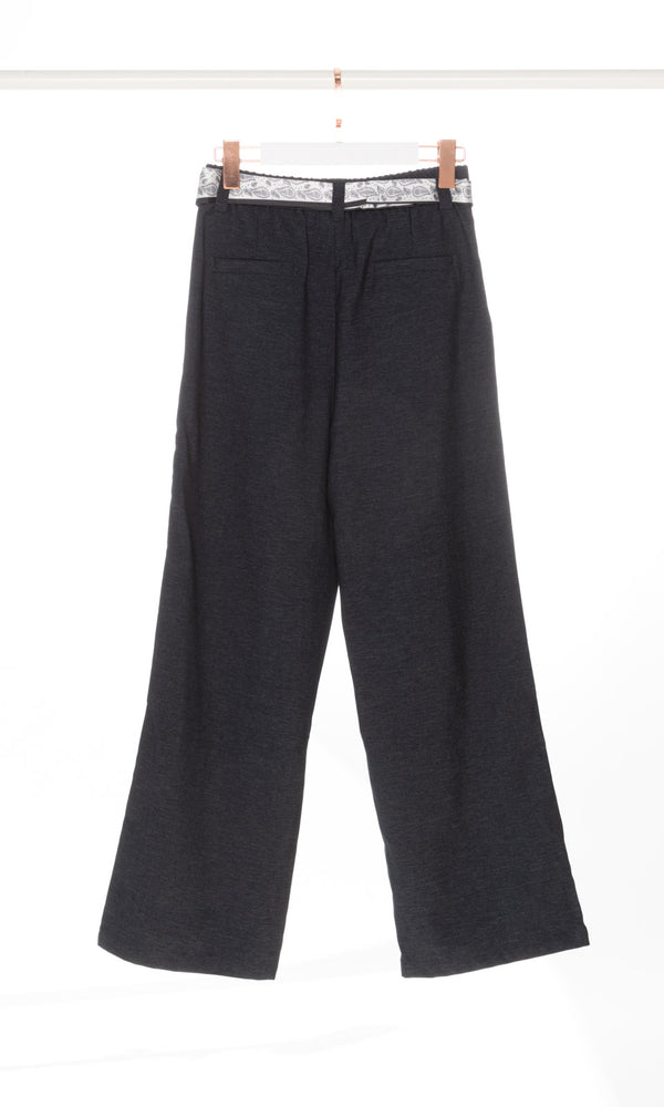 Wide Leg Trousers with Scarf Belt