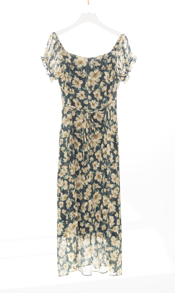 Big Floral Maxi Dress with Waist Tie