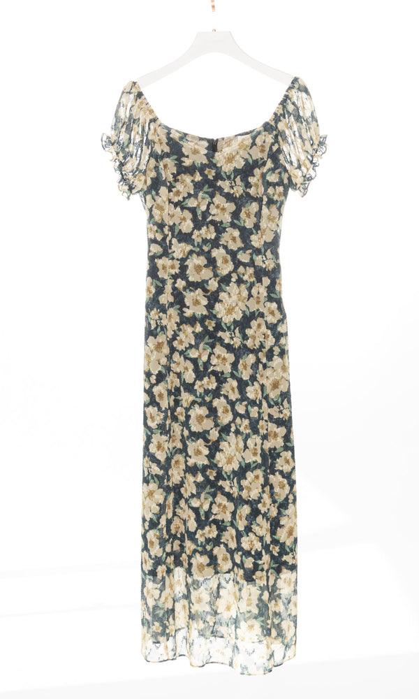 Big Floral Maxi Dress with Waist Tie