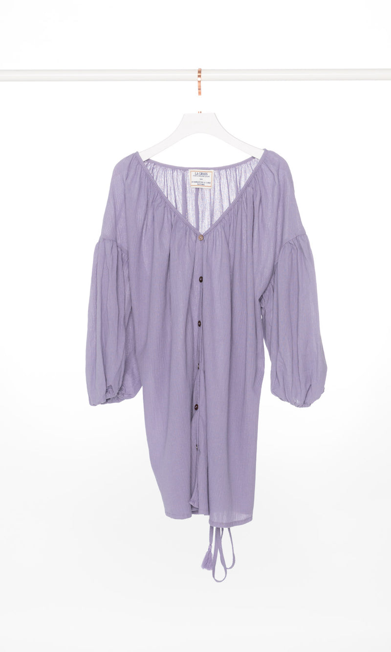 Balloon Mid Sleeves Button Up Top