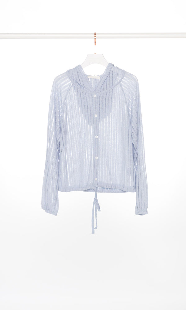 Ribbed Button Up Top with Hood