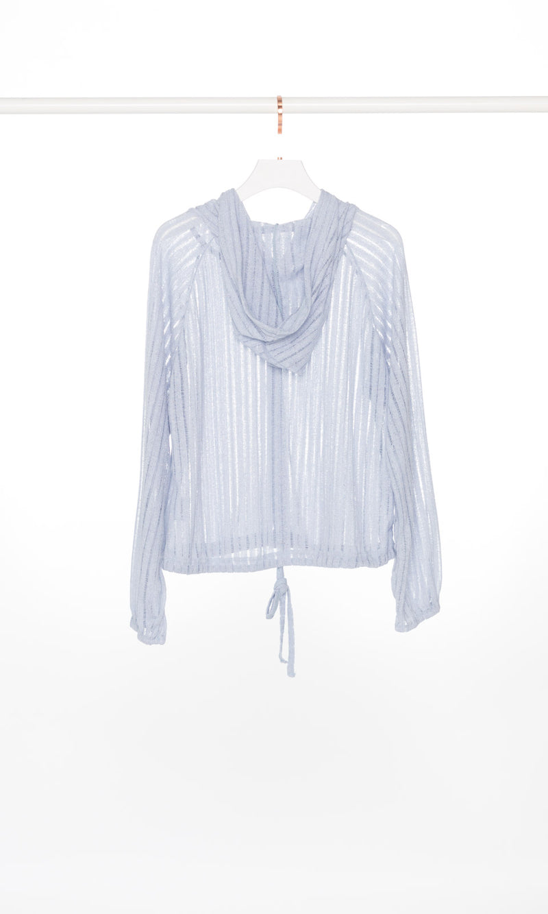 Ribbed Button Up Top with Hood