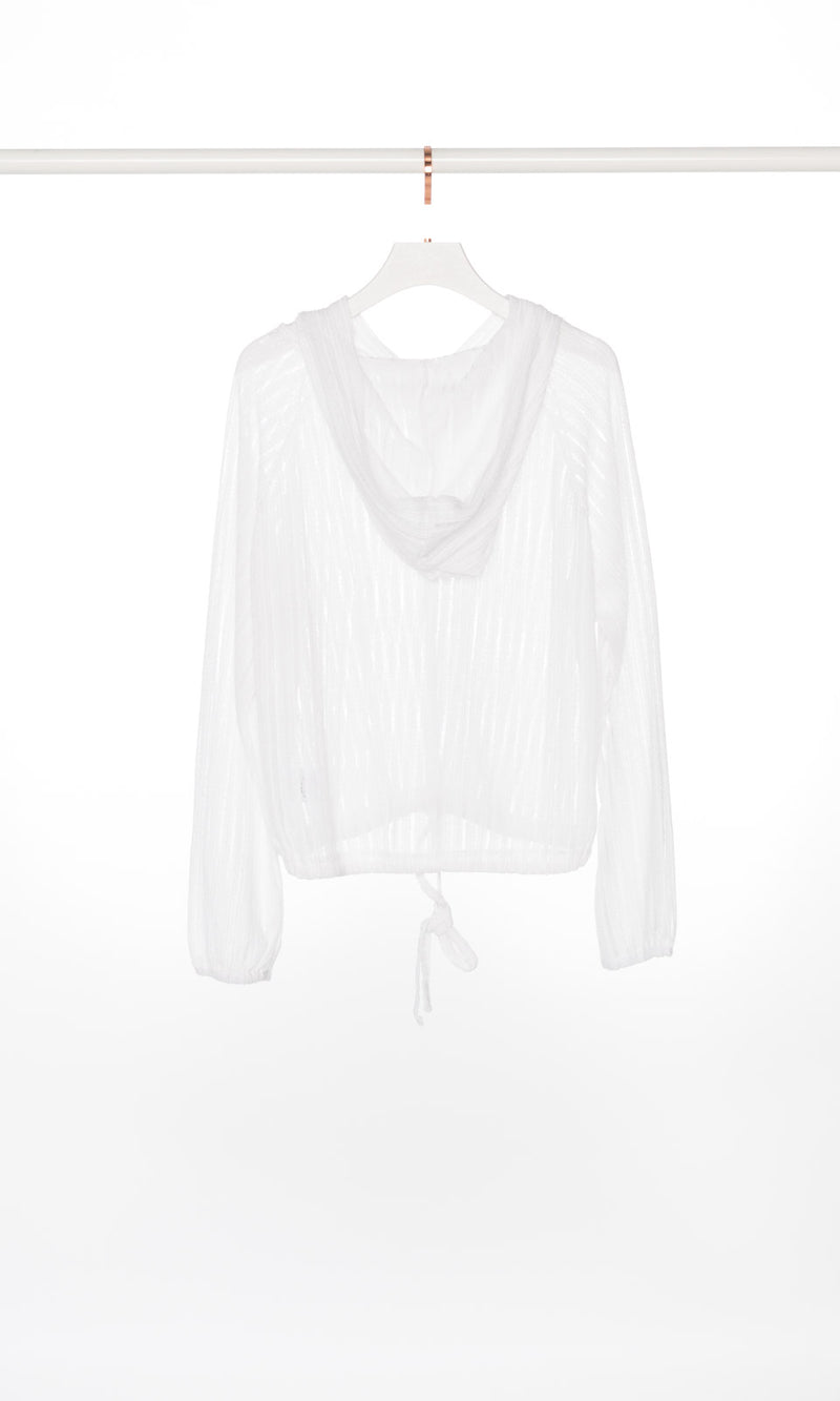 Ribbed Button Up Top with Hood