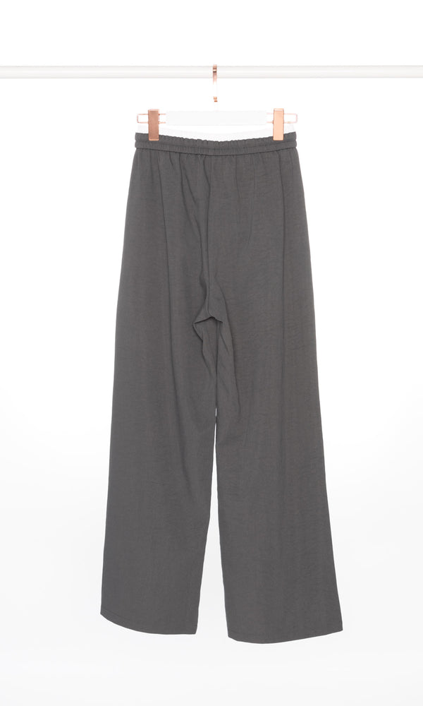 Contrasting Waist Band Wide Leg Pants