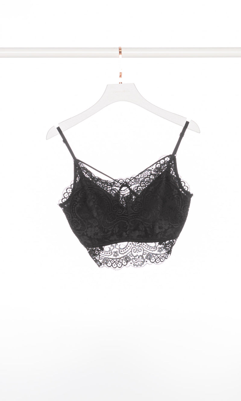 V-neck Cross Back Lace Bralette