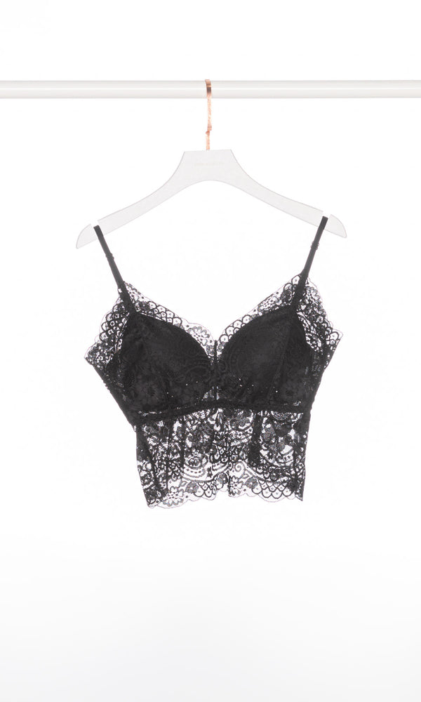 V Back Lace Crop Tank