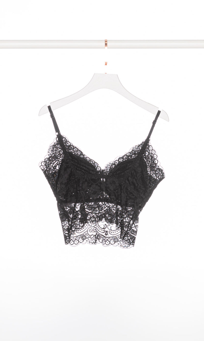 V Back Lace Crop Tank