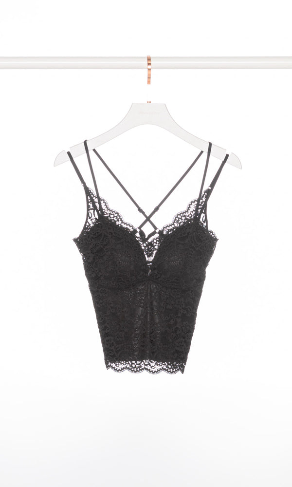 Cross Straps Open Back Lace Tank