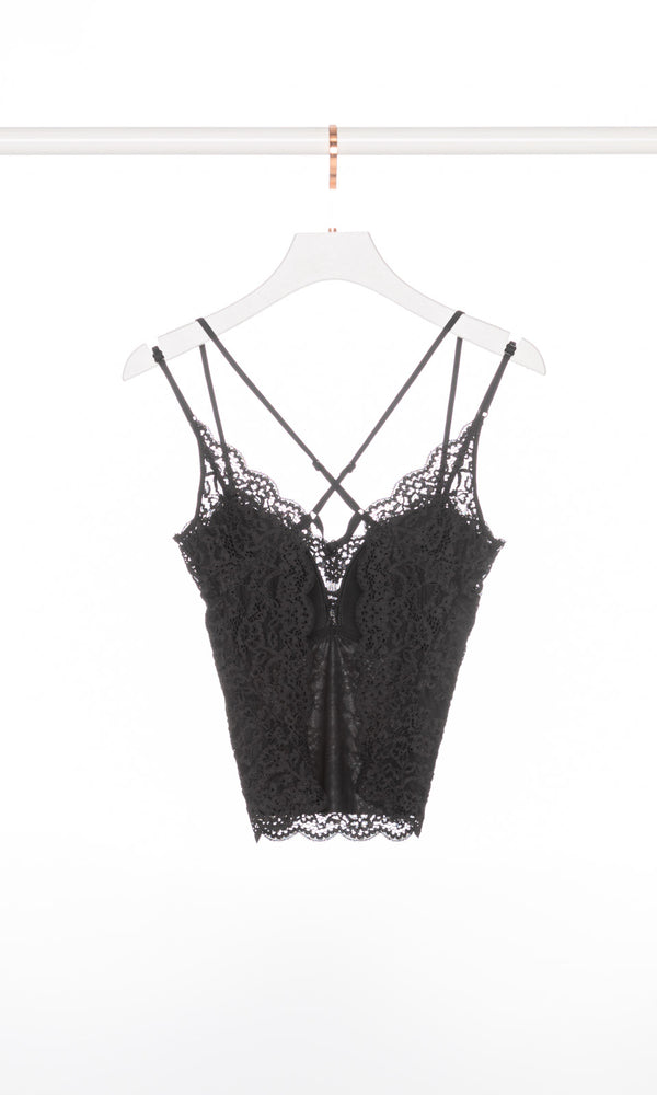 Cross Straps Open Back Lace Tank