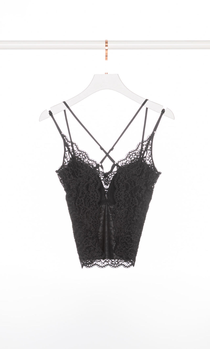 Cross Straps Open Back Lace Tank