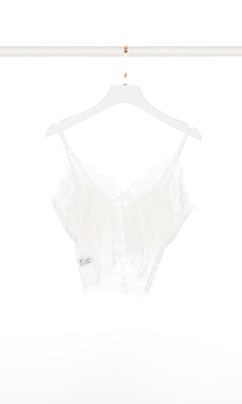 V Back Lace Crop Tank
