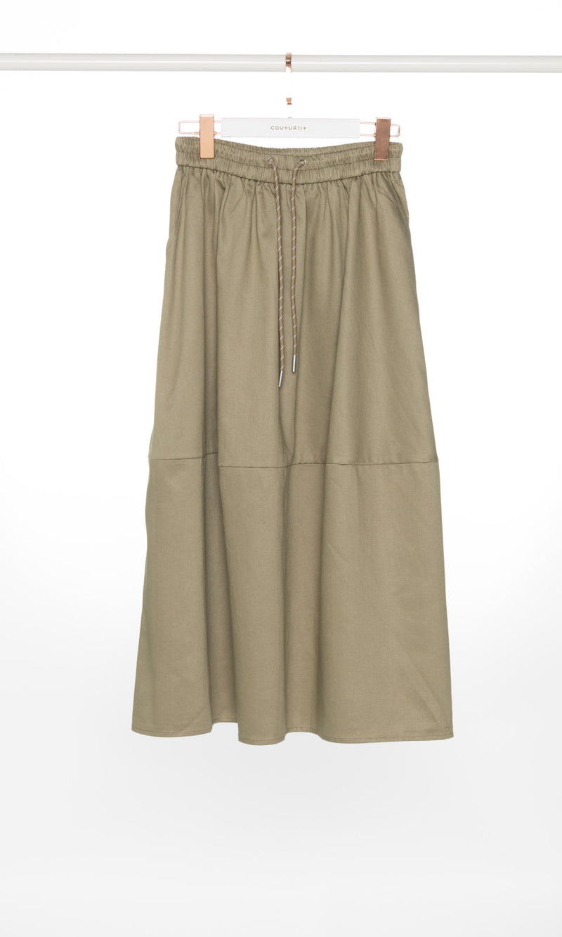 Flare Maxi Skirt with Drawstring