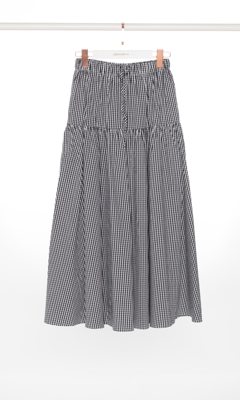 Small Checker Flare Maxi Skirt